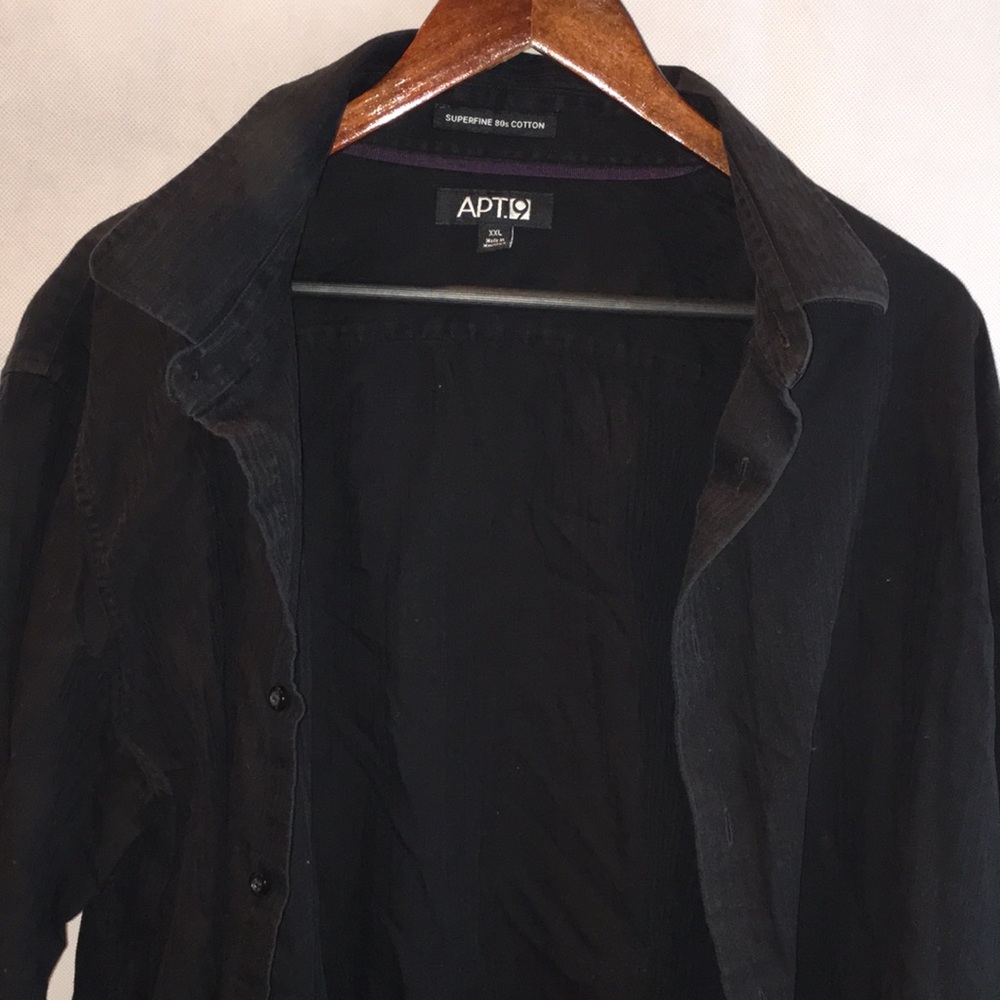 Apt. 9 Black Superfine 80s Cotton Long Sleeve Casual Shirt | XXL